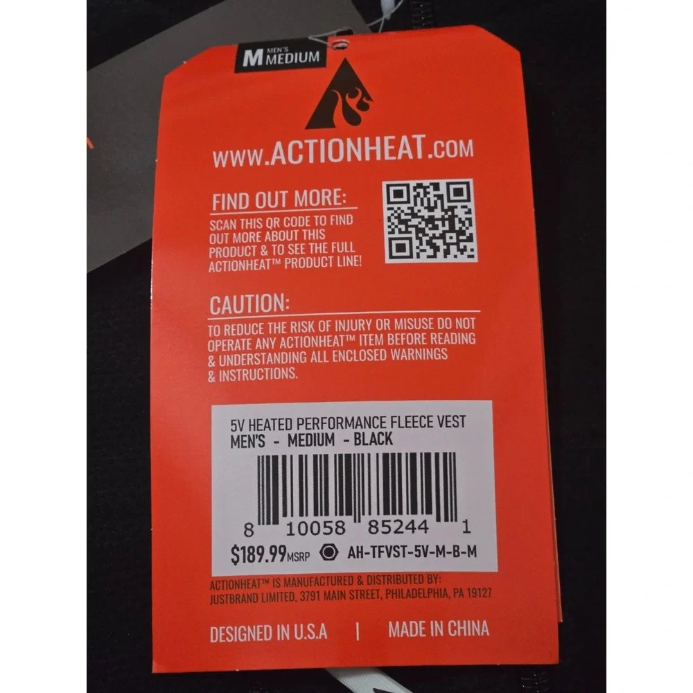 Action Heat 5V‎ Heated Performance Fleece Vest Men's M Black NWT